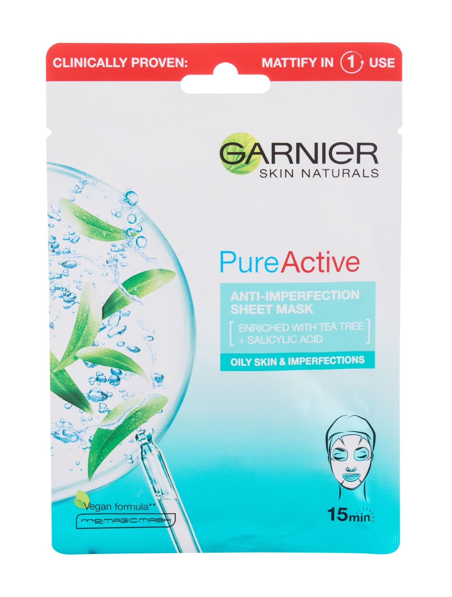 

Garnier Skin Naturals Pure Active Oczyszczająca Maska na tkaninie do cery tłustej i z niedoskonałościami 23g