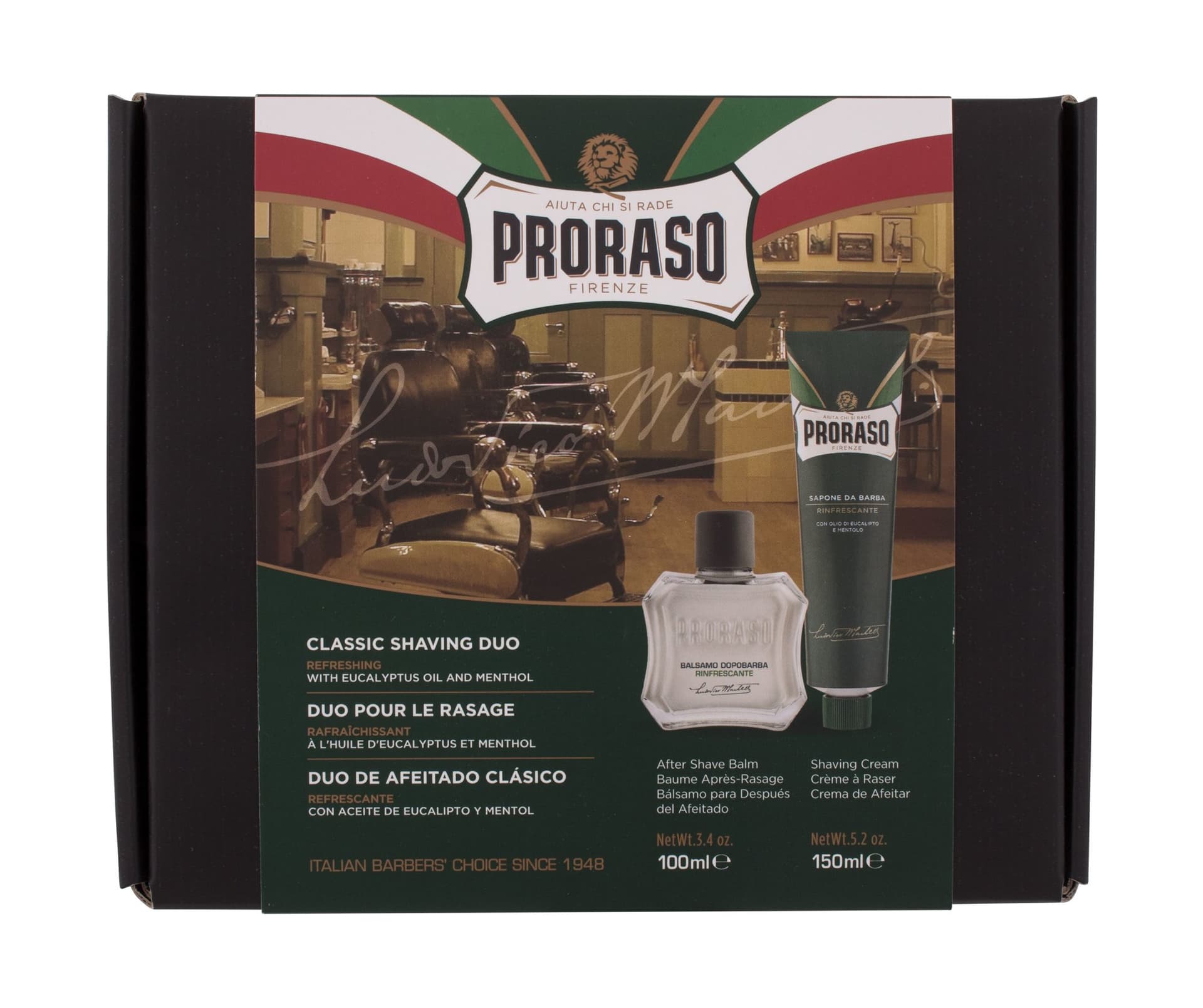 

PRORASO Classic Shaving Duo Green Balsam po goleniu 100ml Balsam po goleniu Green 100ml + Krem do golenia Green 150ml (M)