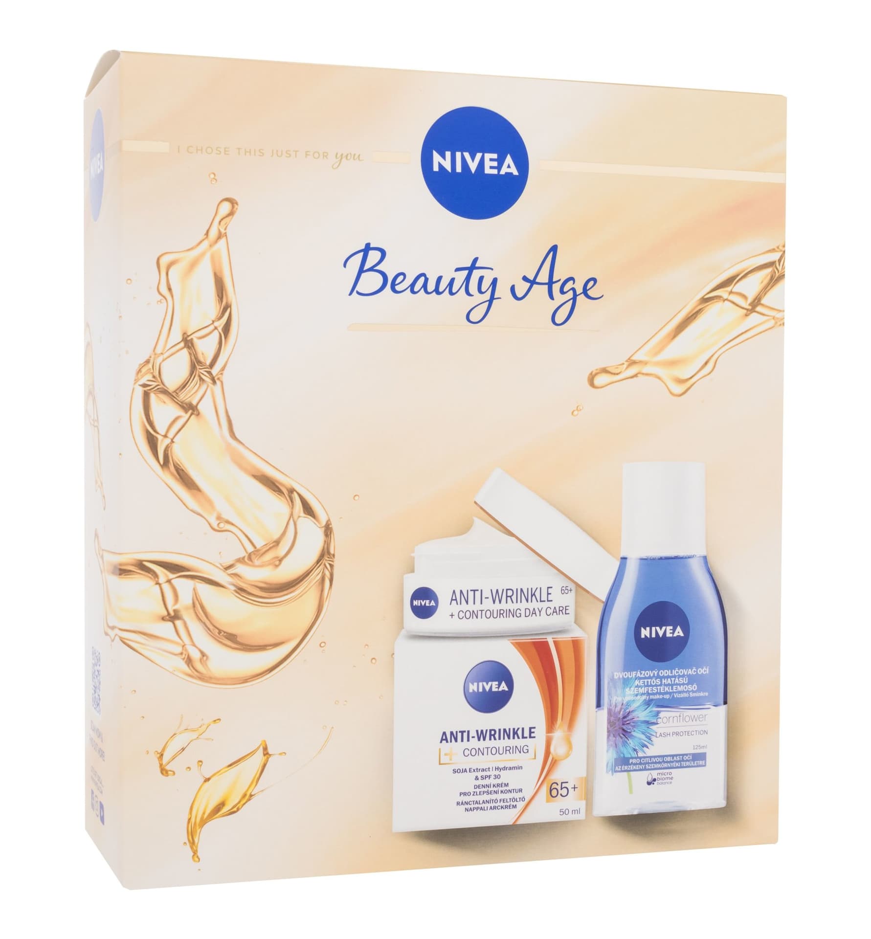 

Nivea Beauty Age Krem do twarzy na dzień 50ml Krem do twarzy na dzień + Contouring SPF30 50ml + płyn do demakijażu oczu 125ml (W)