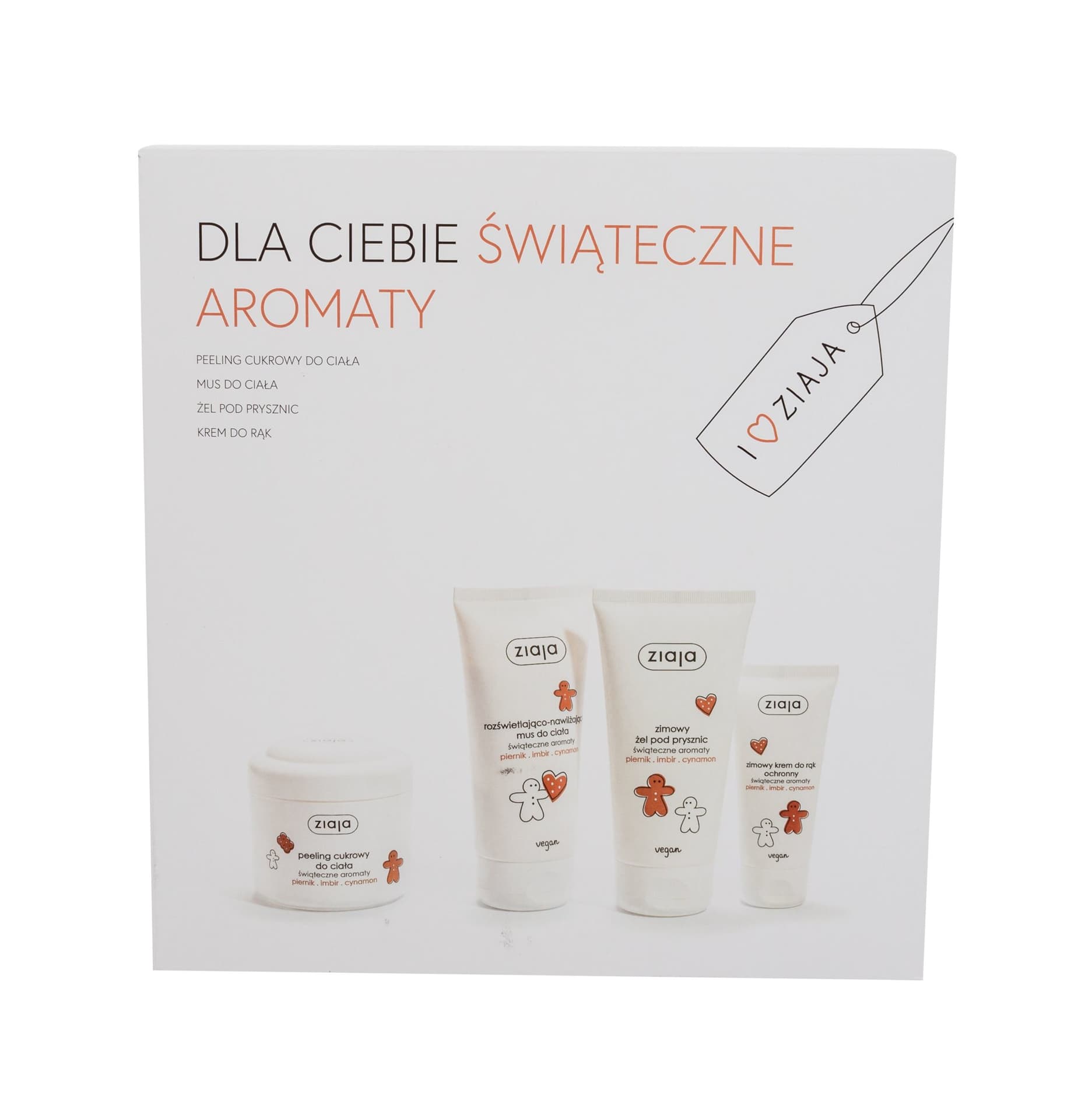 

Ziaja Gift Set Gingerbread Peeling do ciała 200ml Peeling do ciała 200ml + pianka do ciała 160ml + krem do rąk 50ml + żel pod prysznic 160ml (W)