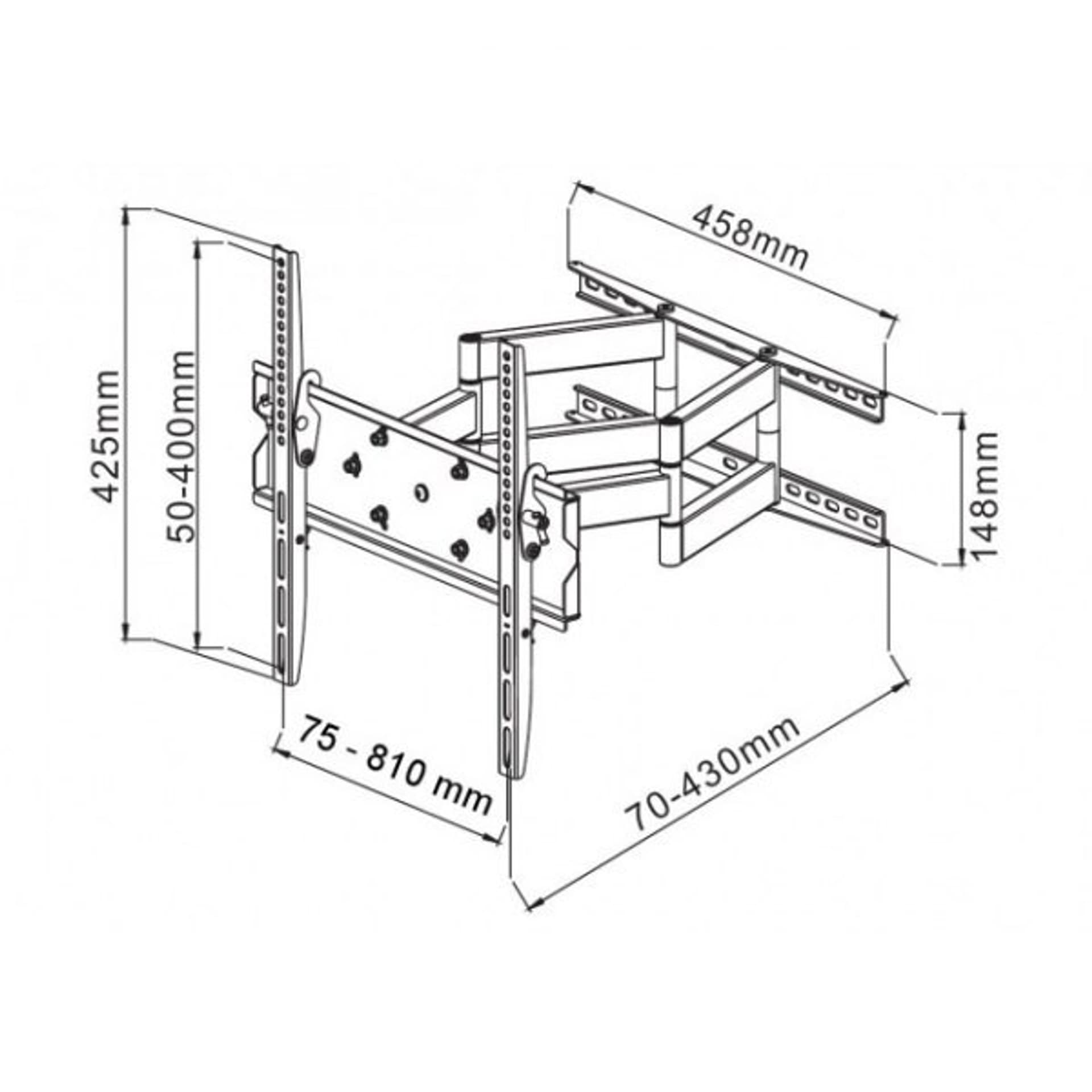

Uchwyt ścienny LCD/LED 42-70cali regulowany, 70kg, czarny