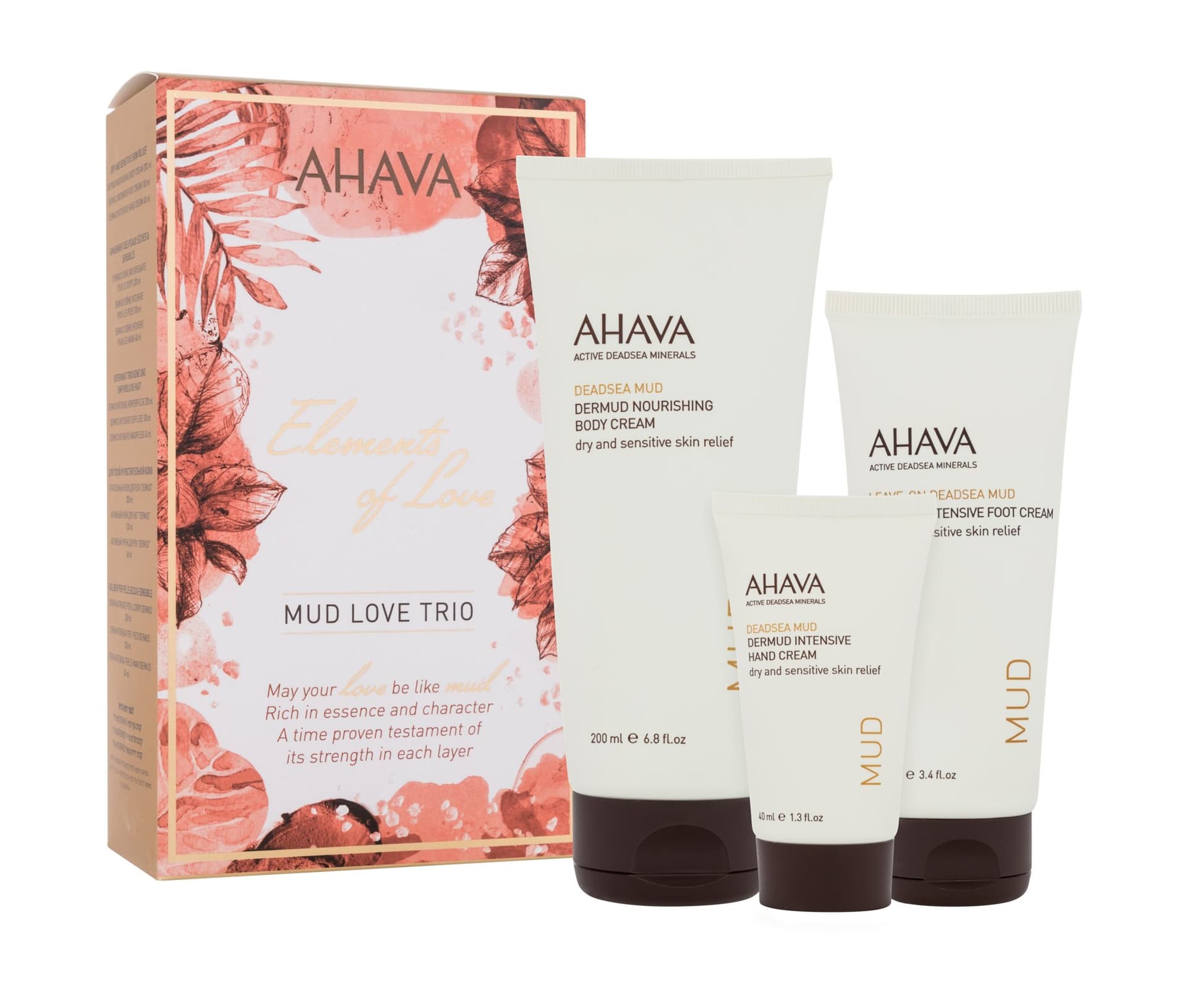 

AHAVA Mud Love Trio Elements Of Love Krem do ciała 200ml Krem do ciała 200ml + krem do stóp 100ml + krem do rąk 40ml (W)