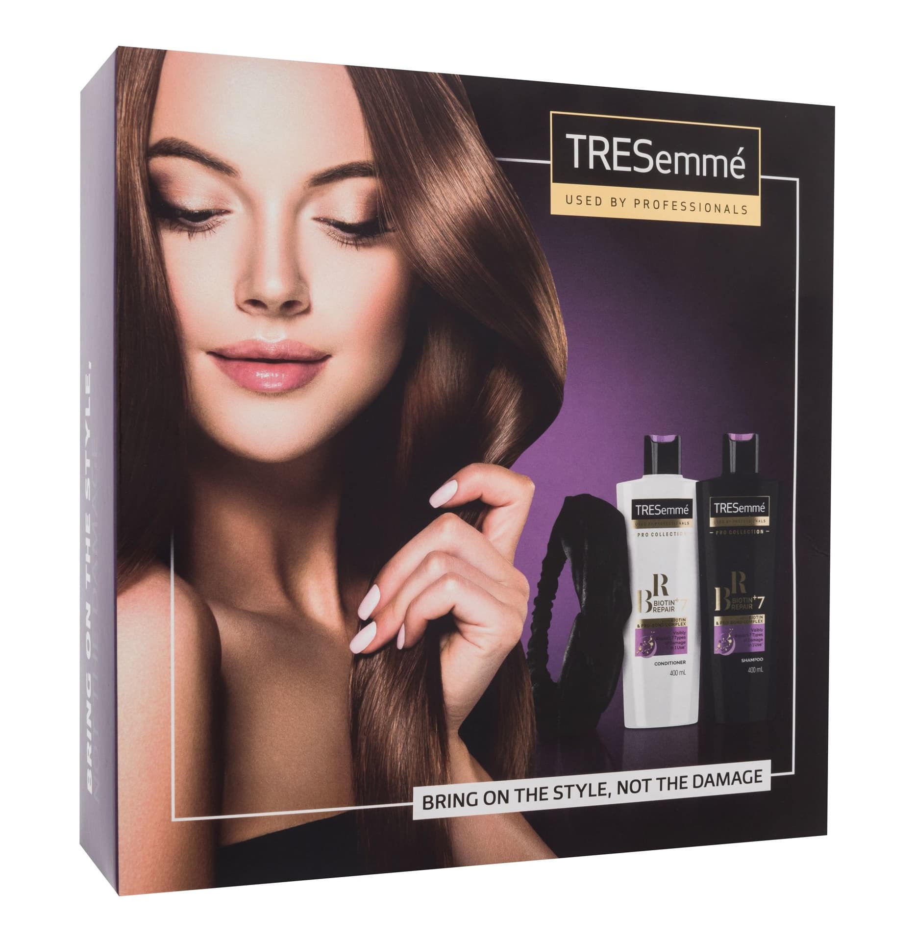 

TRESemmé Gift Set Biotin + Repair 7 Szampon do włosów 400ml Szampon Biotin + Repair 7 400ml + Odżywka Biotin + Repair 7 400ml + opaska (W) Uszkodzone pudełko, W) uszkodzone pudełk