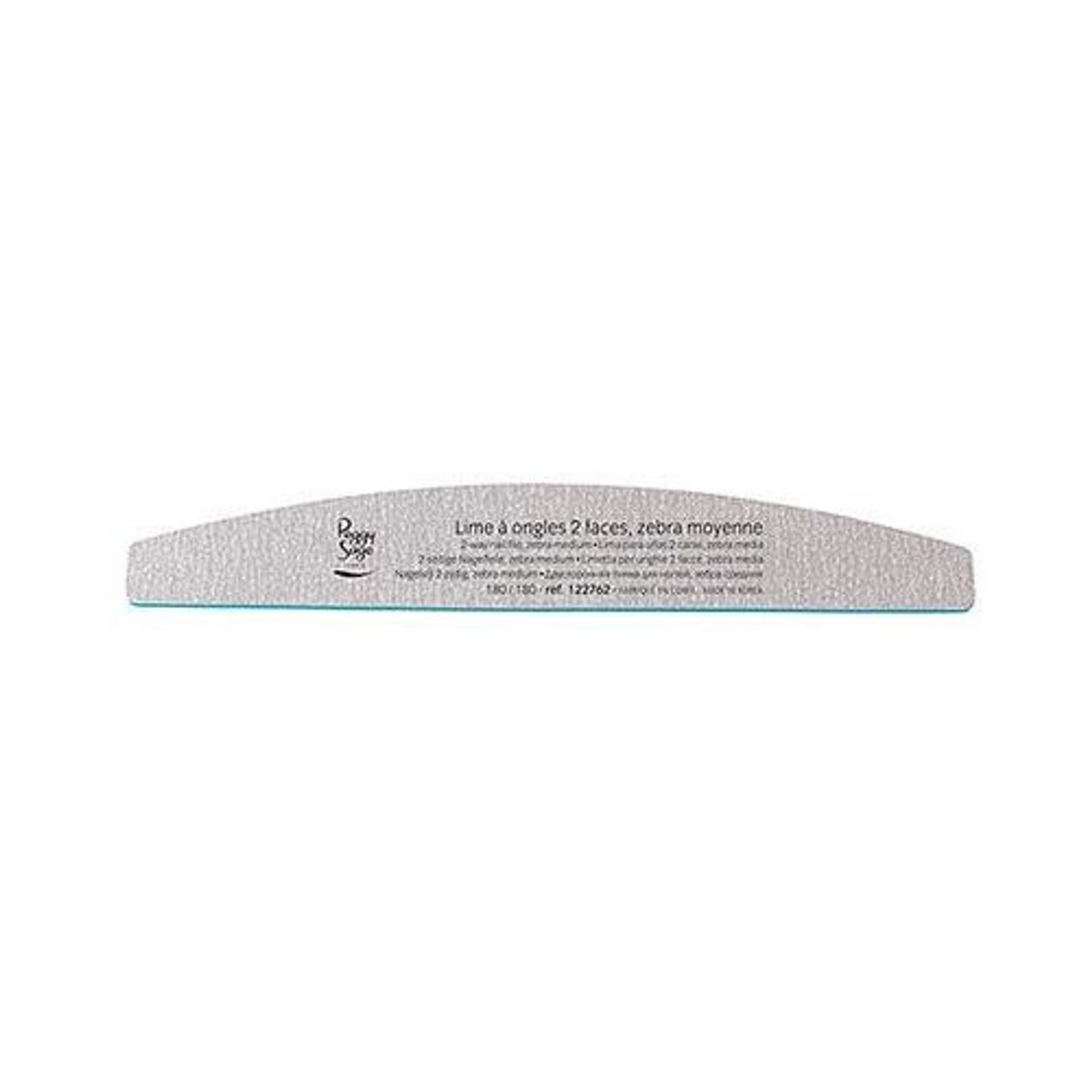 

Peggy Sage 2-Way Nail File Zebra Medium dwustronny pilnik do paznoki 180/180 półksiężyc zebra 1szt