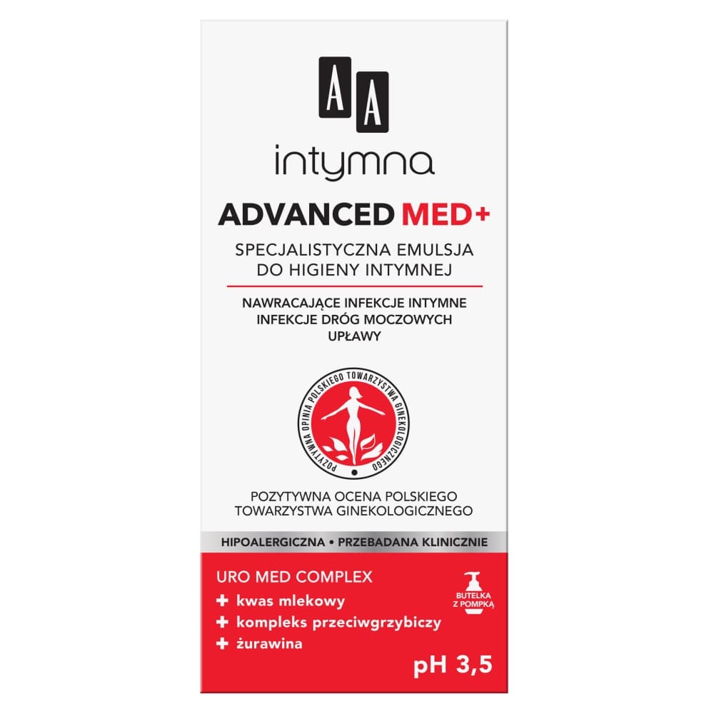

AA Intymna Advanced Med+ specjalistyczna emulsja do higieny intymnej pH 3.5 300ml