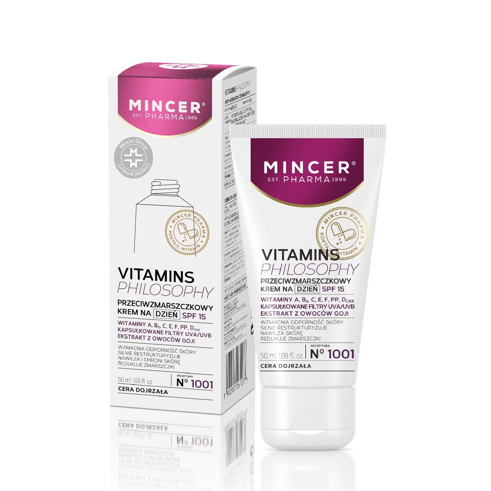 

Mincer Pharma Vitamins Philosophy przeciwzmarszczkowy krem na dzień SPF15 No.1001 50ml