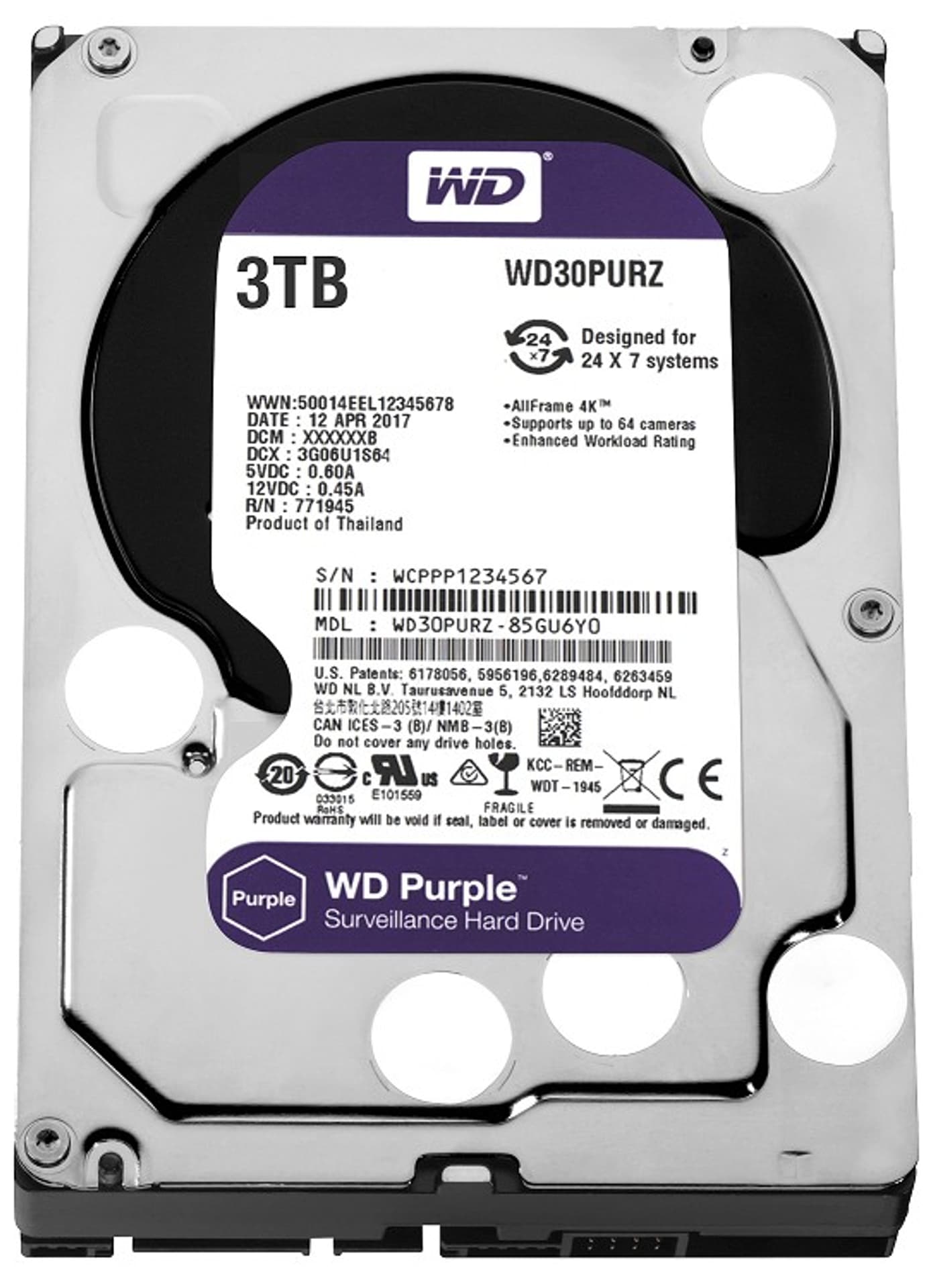 

Dysk twardy WD Purple 3 TB 3.5" WD30PURZ