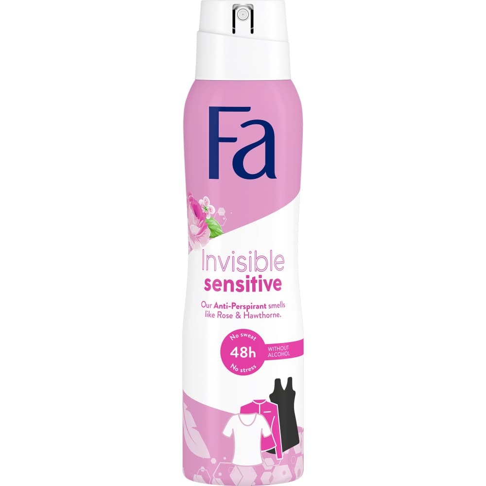 

Fa Invisible Sensitive 48h antyperspirant w sprayu o zapachu róży i głogu 150ml