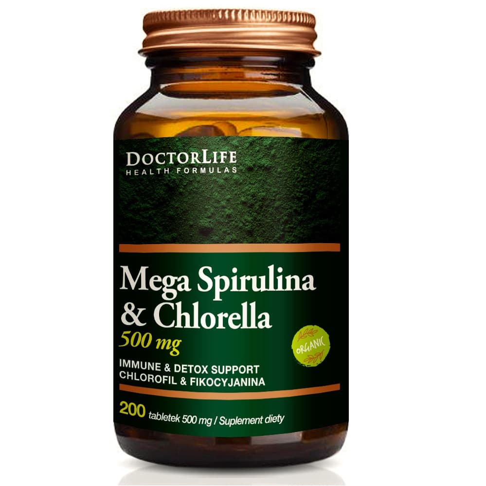 

DOCTOR LIFE Mega Spirulina Chlorella 500mg suplement diety 200 tabletek