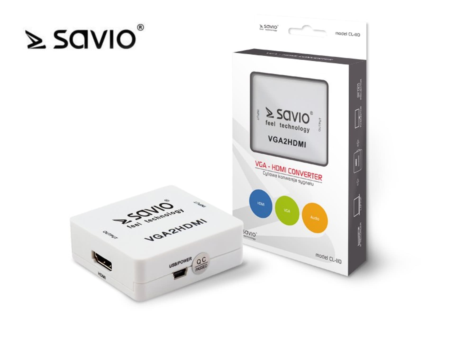 

SAVIO CL-110 Konwerter/Adapter VGA -> HDMI Full HD/1080p 60Hz