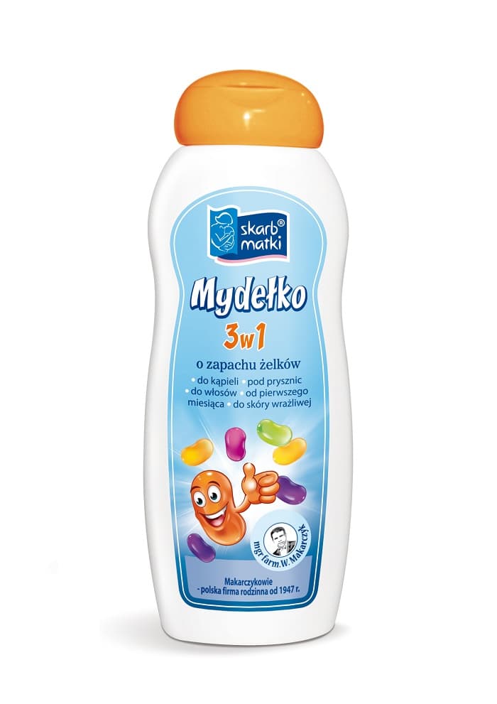 

Skarb Matki Mydełko 3w1 o zapachu żelków dla niemowląt i dzieci 250ml