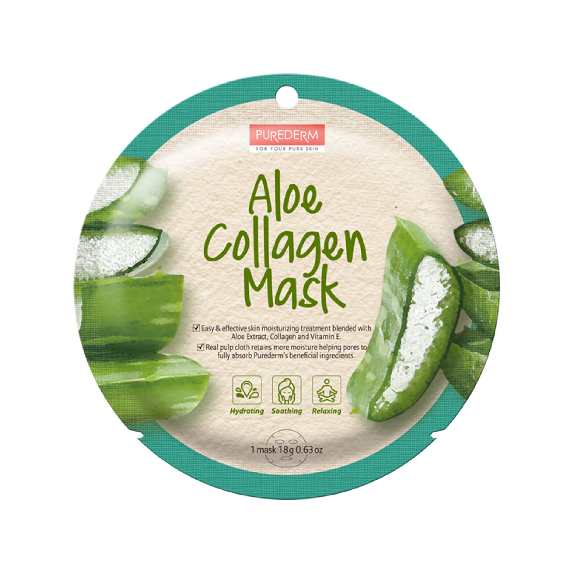 

Purederm Aloe Collagen Mask maseczka kolagenowa w płacie Aloes 18g