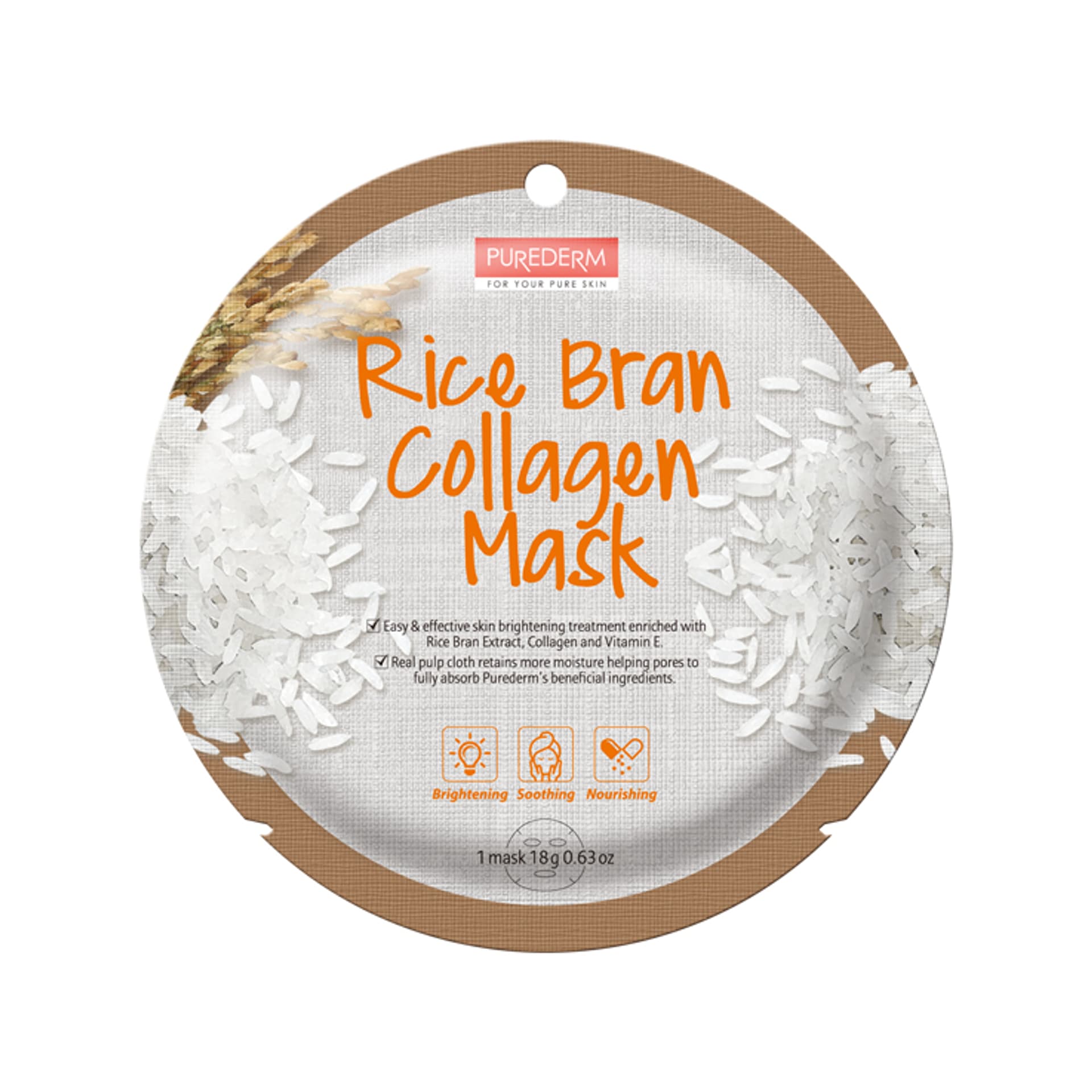 

Purederm Rice Bran Collagen Mask maseczka kolagenowa w płacie Ryż 18g