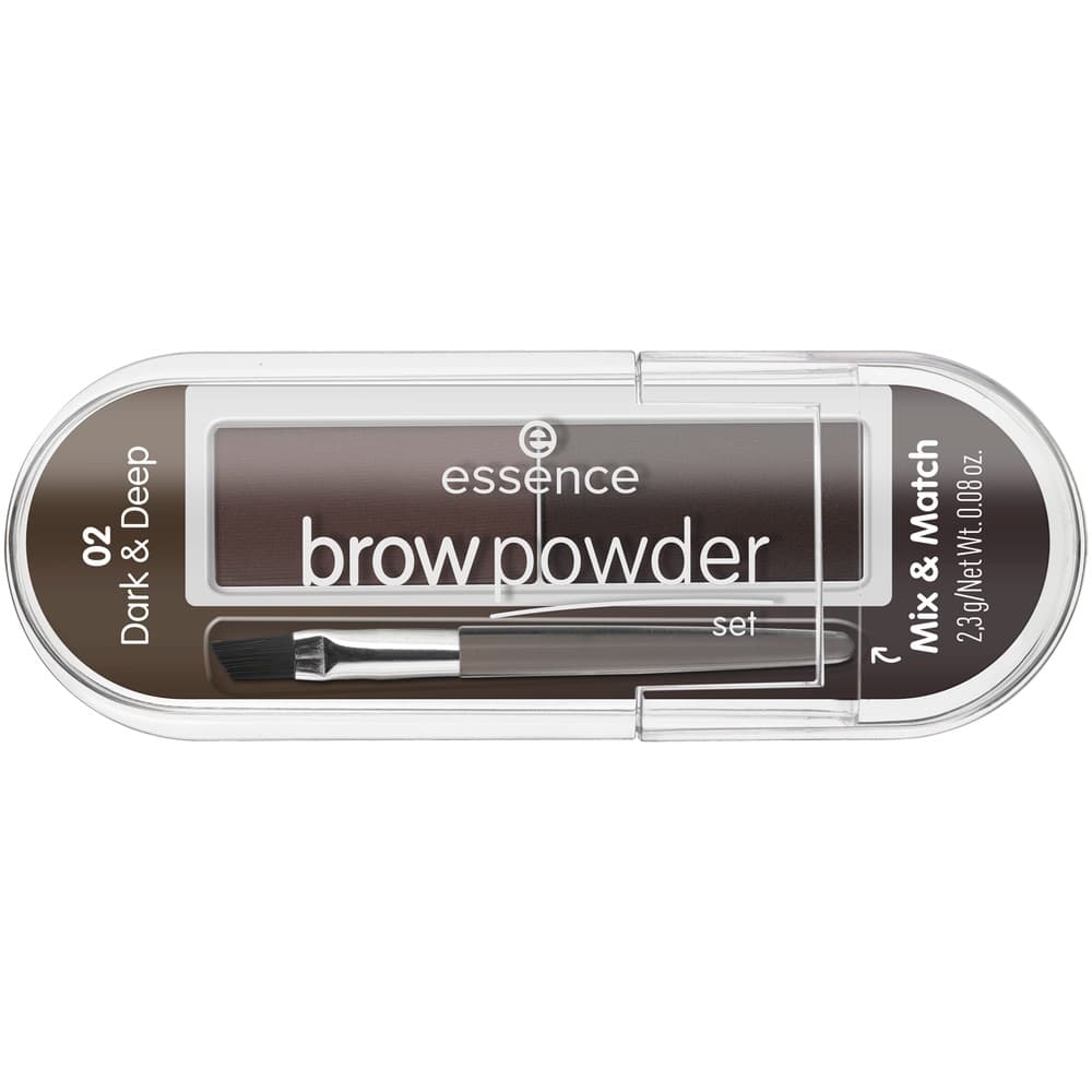 

Essence Brow Powder Set zestaw do stylizacji brwi z pędzelkiem 02 Dark Deep 2.3g