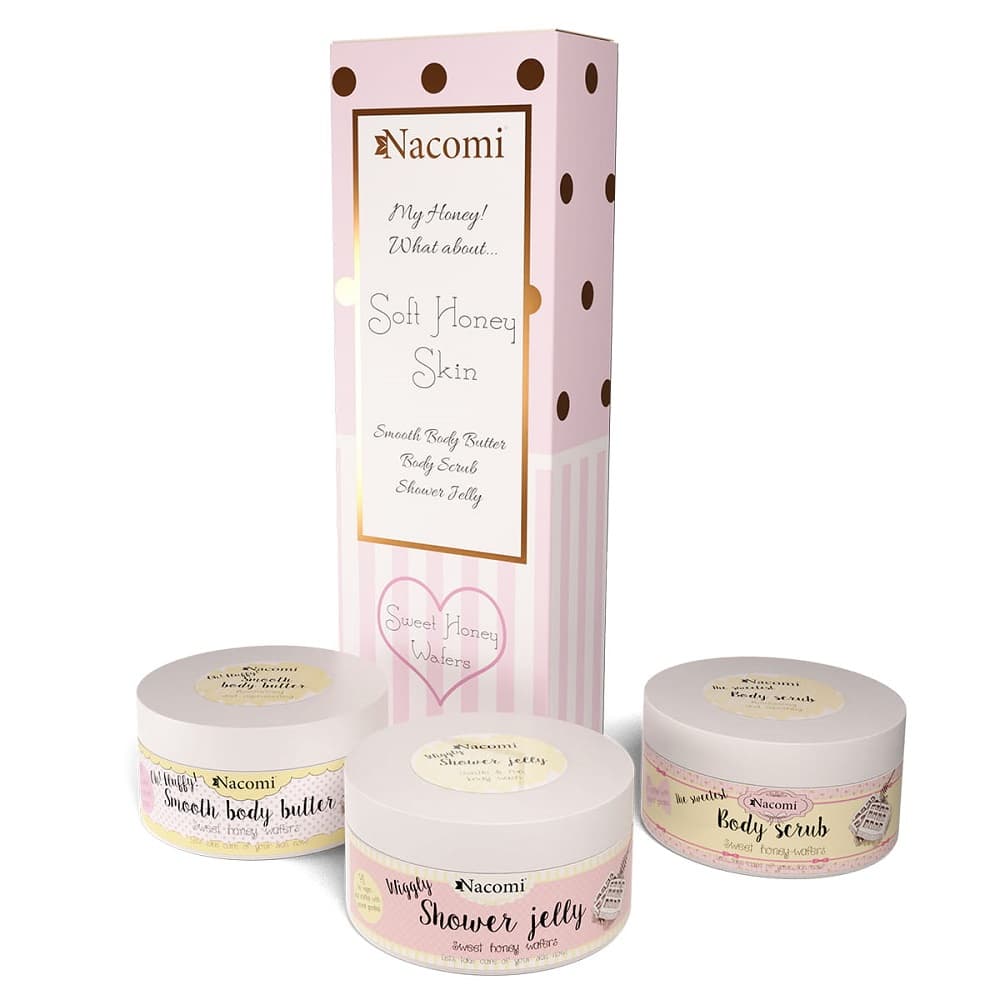 

NACOMI SET Miodowe Gofry galaretka do mycia ciała 100g + peeling do ciała 125g + masło do ciała 100g