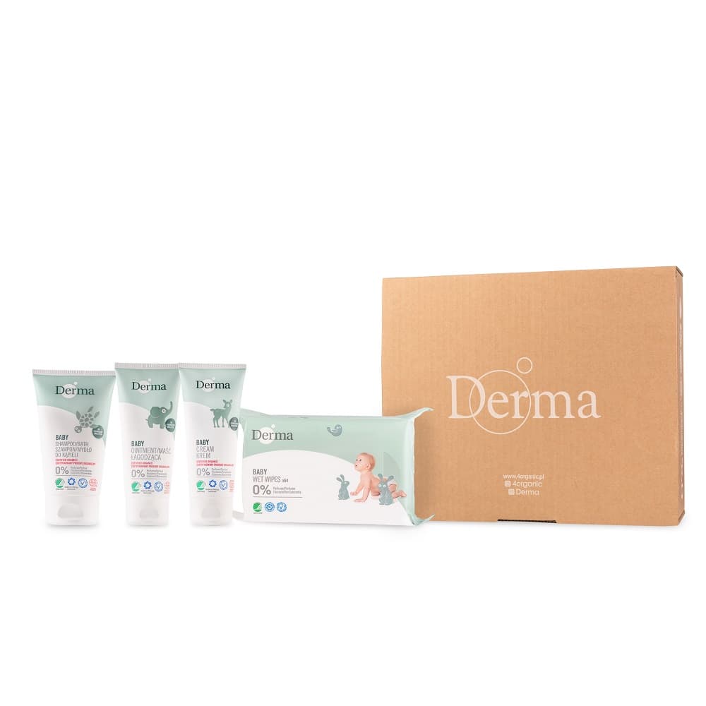

Derma Eco Baby zestaw maść łagodząca 100ml + krem pielęgnacyjny 100ml + szampon/mydło do kąpieli 150ml + chusteczki nawilżane 64szt