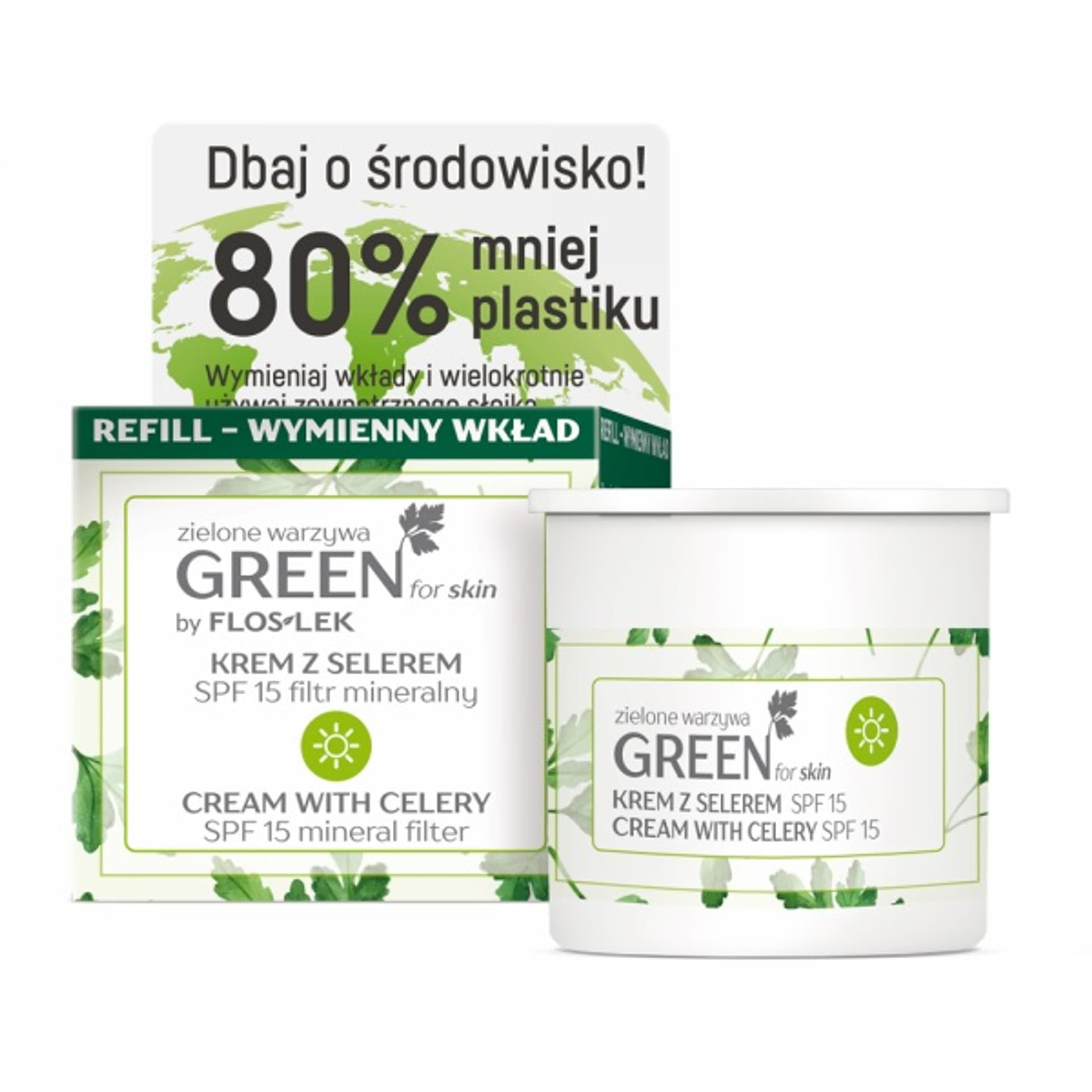 

Floslek Green For Skin Zielone Warzywa krem z selerem na dzień SPF15 filtr mineralny Refill 50ml