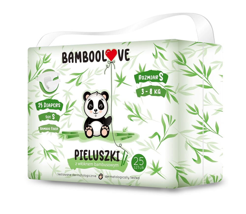 

BambooLove Pieluszki jednorazowe z włóknem bambusowym rozm. S (3-8 kg) 25szt, 3-8 kg) 25sz