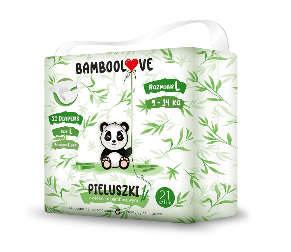 

BambooLove Pieluszki jednorazowe z włóknem bambusowym rozm. L (9-14 kg) 21szt, 9-14 kg) 21sz