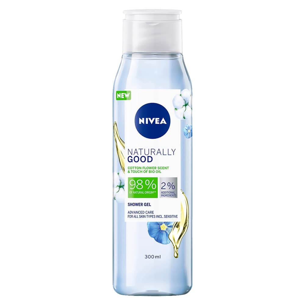 

Nivea Naturally Good Shower Gel żel pod prysznic o zapachu kwiatu bawełny z BIO olejkiem 300ml