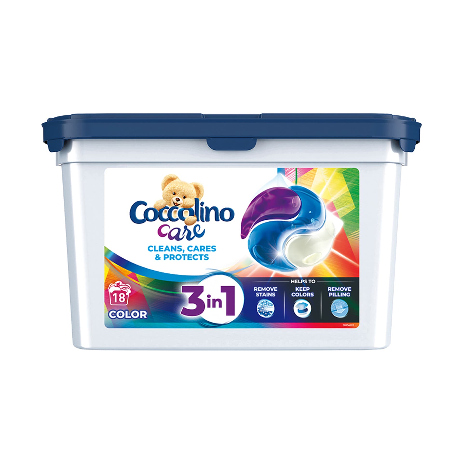 

Coccolino Care Caps Kapsułki do prania 3in1 Color (18 prań) 486g, 18 prań) 486