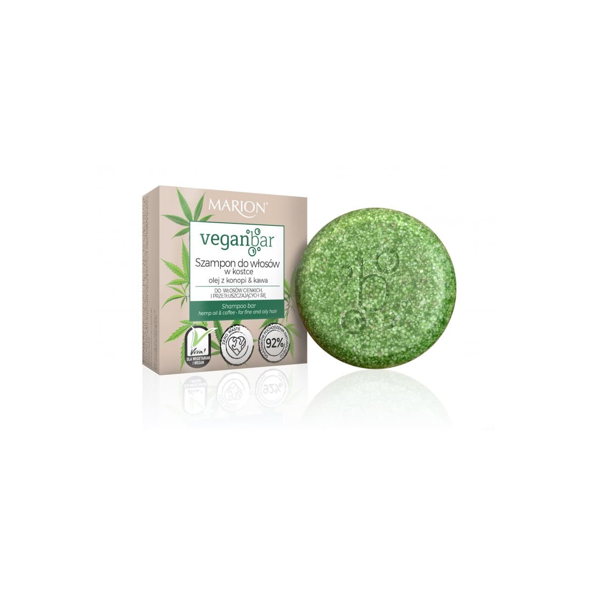

Marion Veganbar szampon do włosów cienkich i przetłuszczających się w kostce Olej z Konopi Kawa 50g