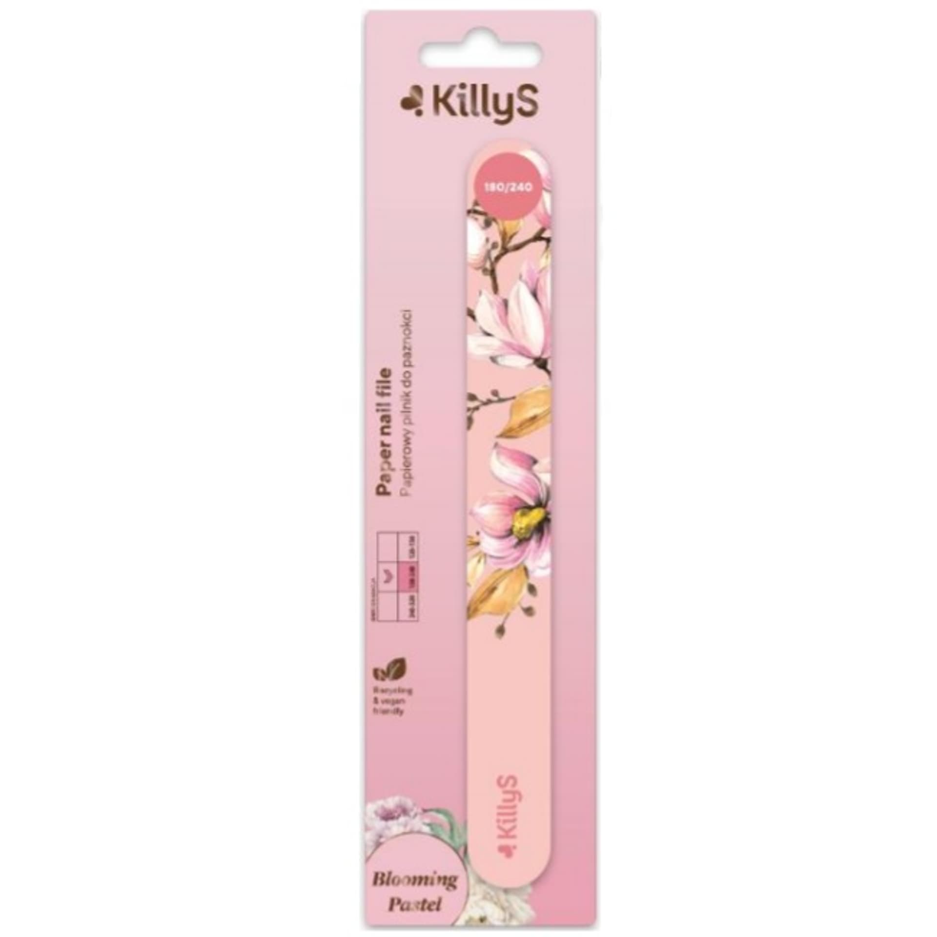 

KillyS Blooming Pastel Paper Nail File papierowy pilnik do paznokci prosty 180/240 Brzoskwiniowy