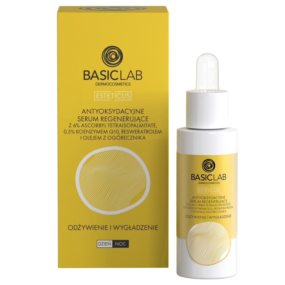 

BASICLAB Esteticus Serum Redukcja i Zwężenie antyoksydacyjne serum regenerujące z 6% tetraisopalmitate, 0,5% koenzymem Q10 i olejem z ogórecznika 30ml