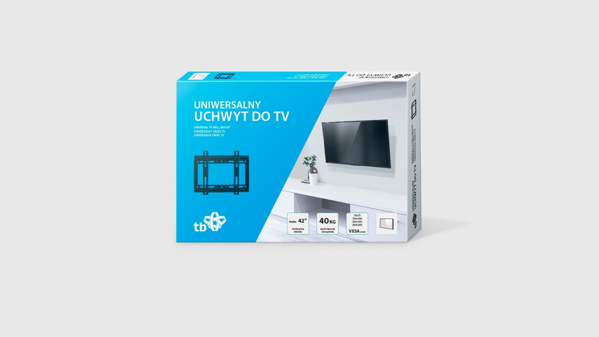 

Uchwyt TV TB-250 do telewizora do 42" 40kg max VESA 200x200