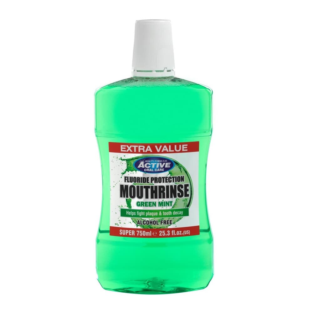

Beauty Formulas Active Oral Care Płyn do płukania jamy ustnej z fluorem Green Mint - bez alkoholu 750ml
