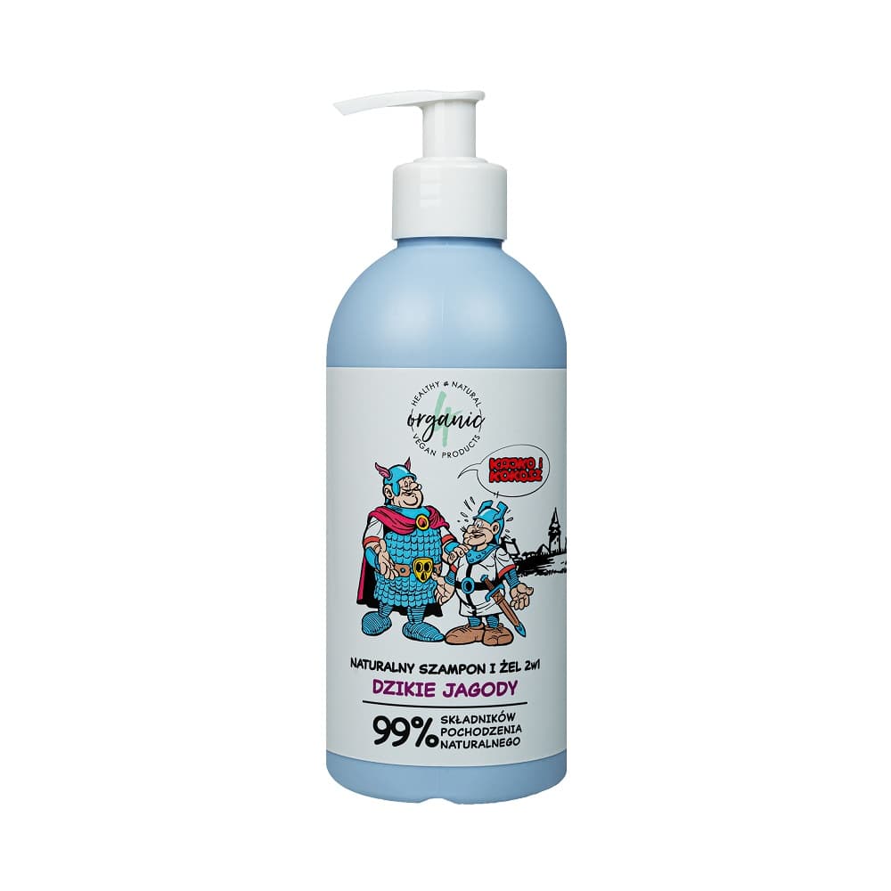 

4organic Kajko i Kokosz naturalny szampon i żel do mycia dla dzieci 2w1 Dzikie Jagody 350ml