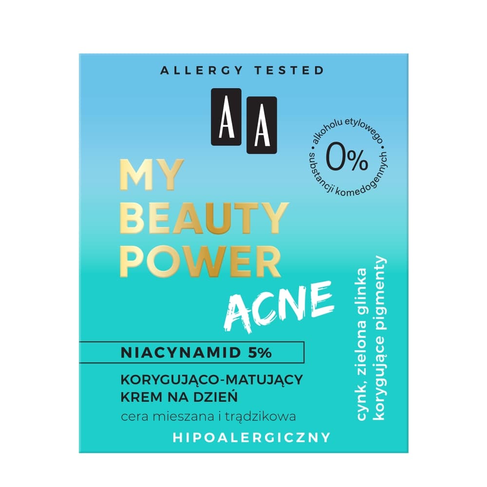 

AA My Beauty Power Acne Krem korygująco-matujący na dzień do cery mieszanej i trądzikowej 50ml