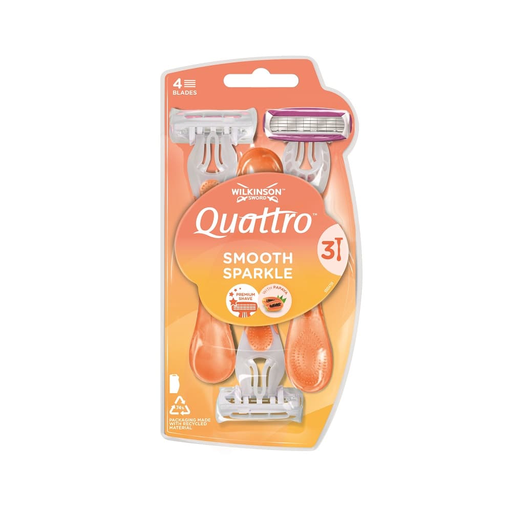 

Wilkinson Quattro Smooth Sparkle jednorazowe maszynki do golenia dla kobiet 3szt