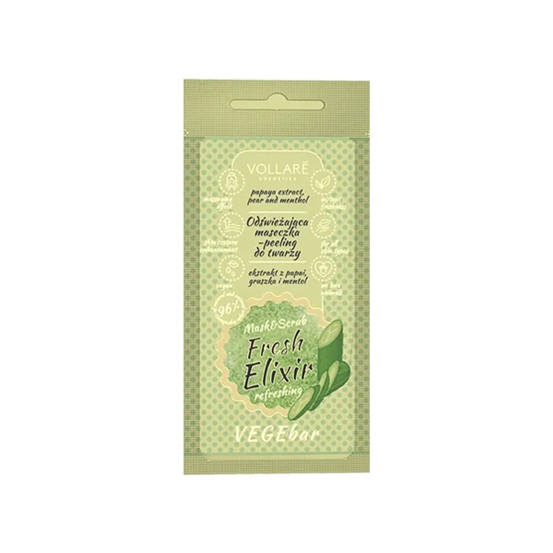 

Vollare VEGEbar Fresh Elixir odświeżająca maseczka-peeling do twarzy 8ml