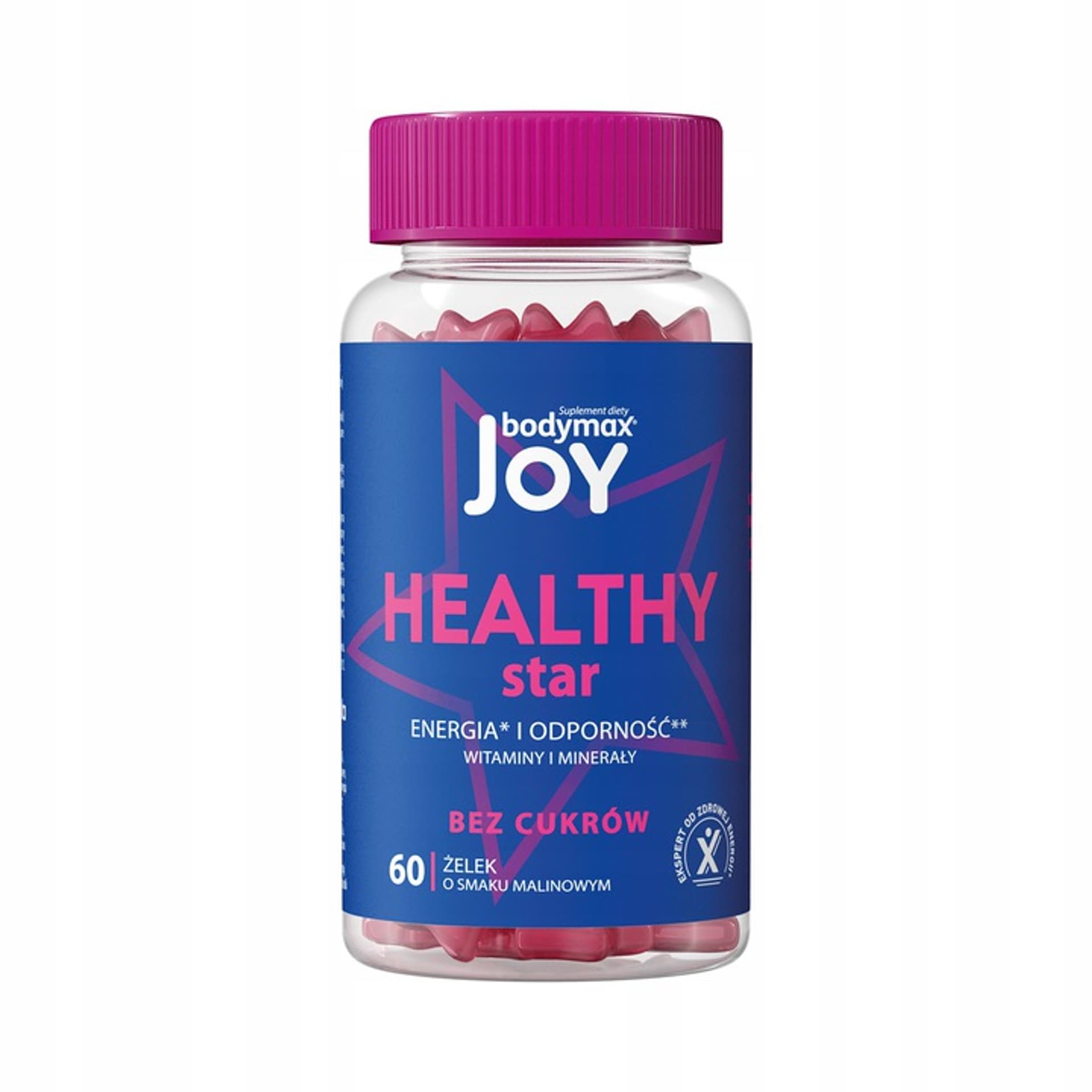 

BODYMAX Joy Żelki o smaku malinowym Healthy Star - suplement diety 1op.-60szt