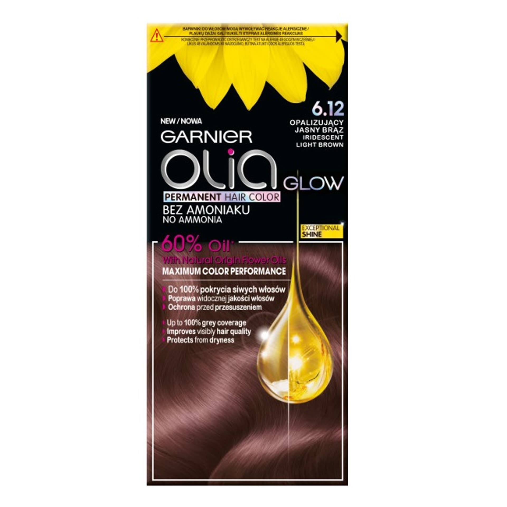 

Garnier Olia Glow Farba do włosów nr 6.12 Opalizujący Jasny Brąz 1op.