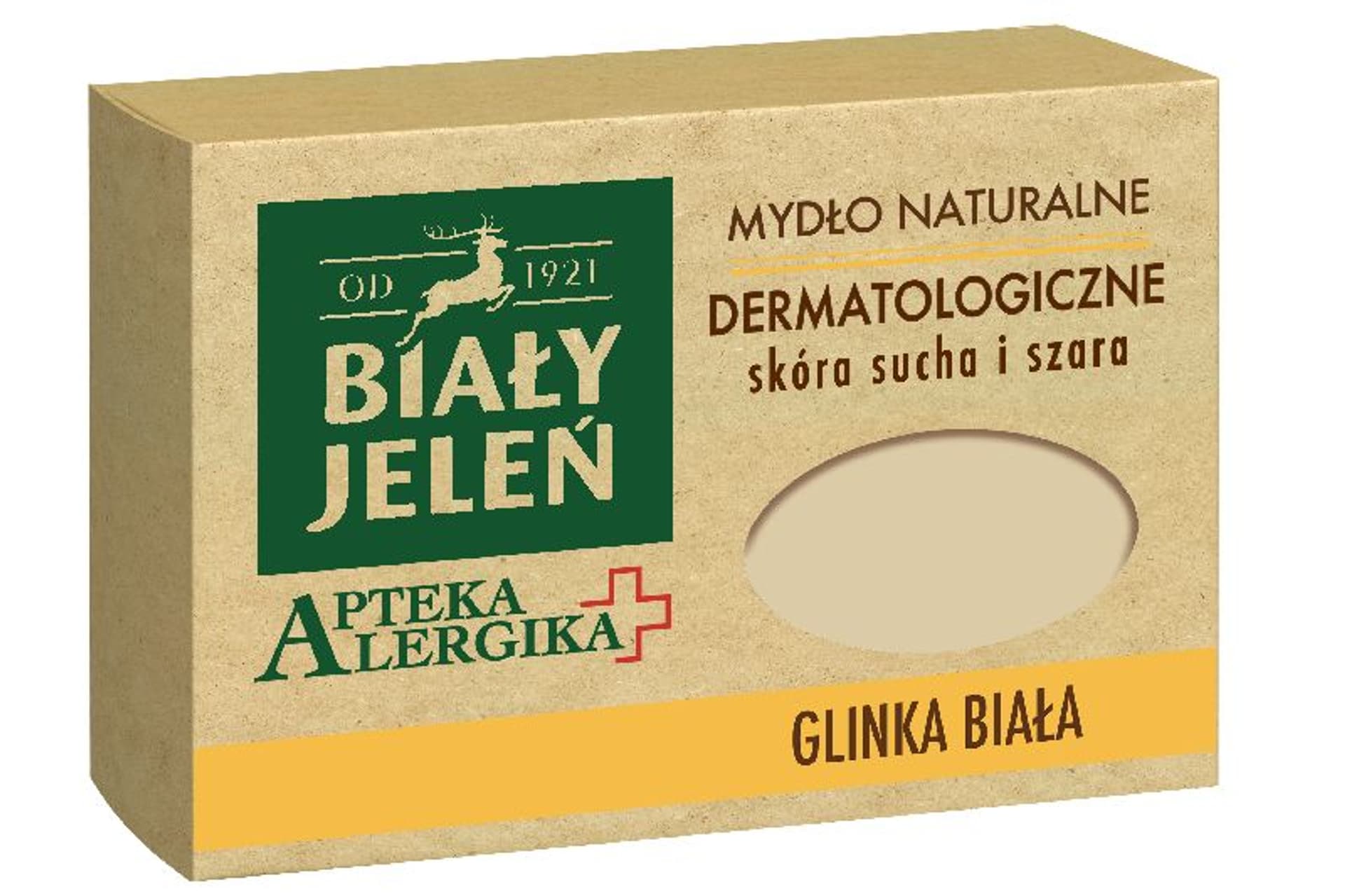 

Biały Jeleń Apteka Alergika Mydło naturalne Glinka Biała - skóra sucha i szara 125g