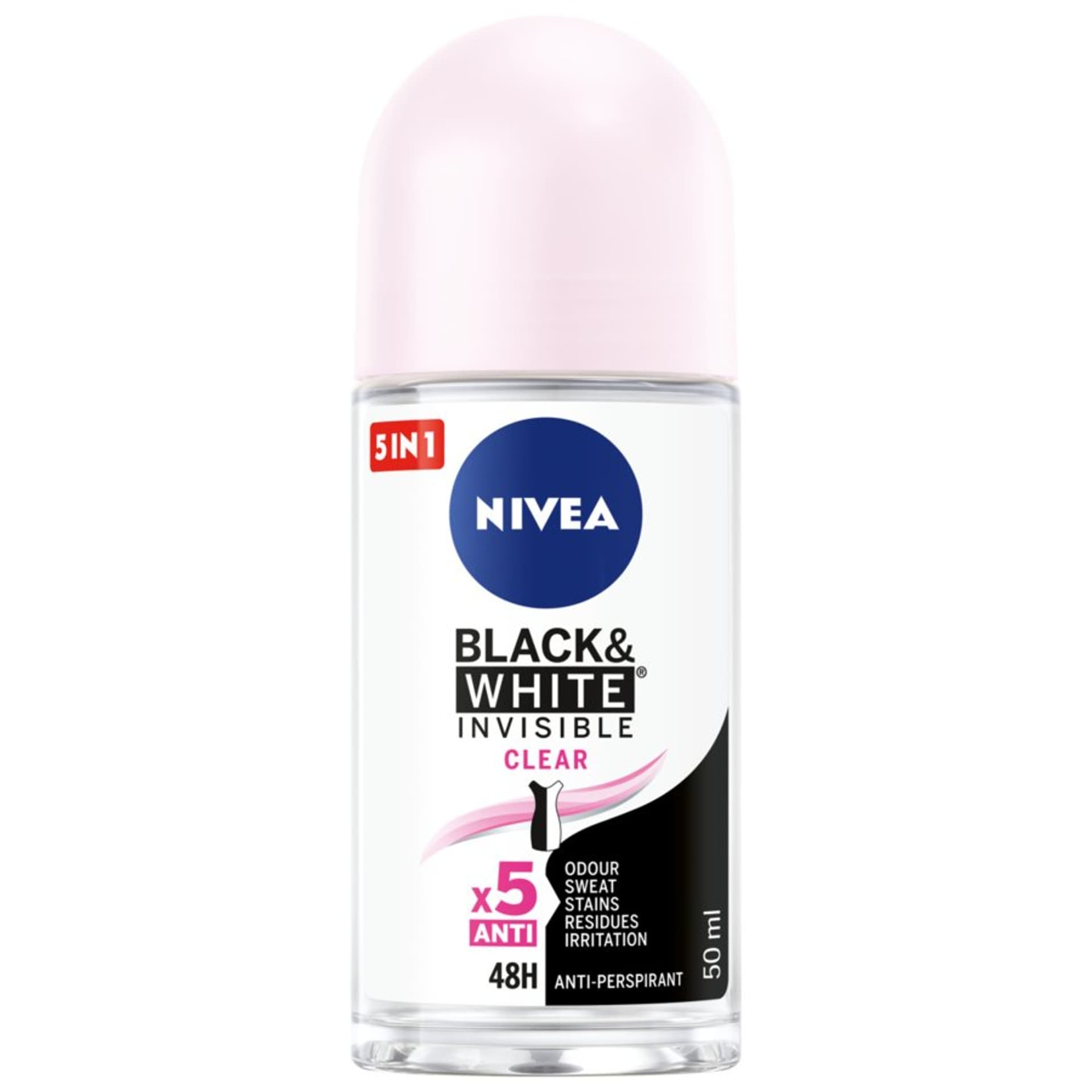 

Nivea Black&White Invisible Clear Antyperspirant roll-on damski, 50ml