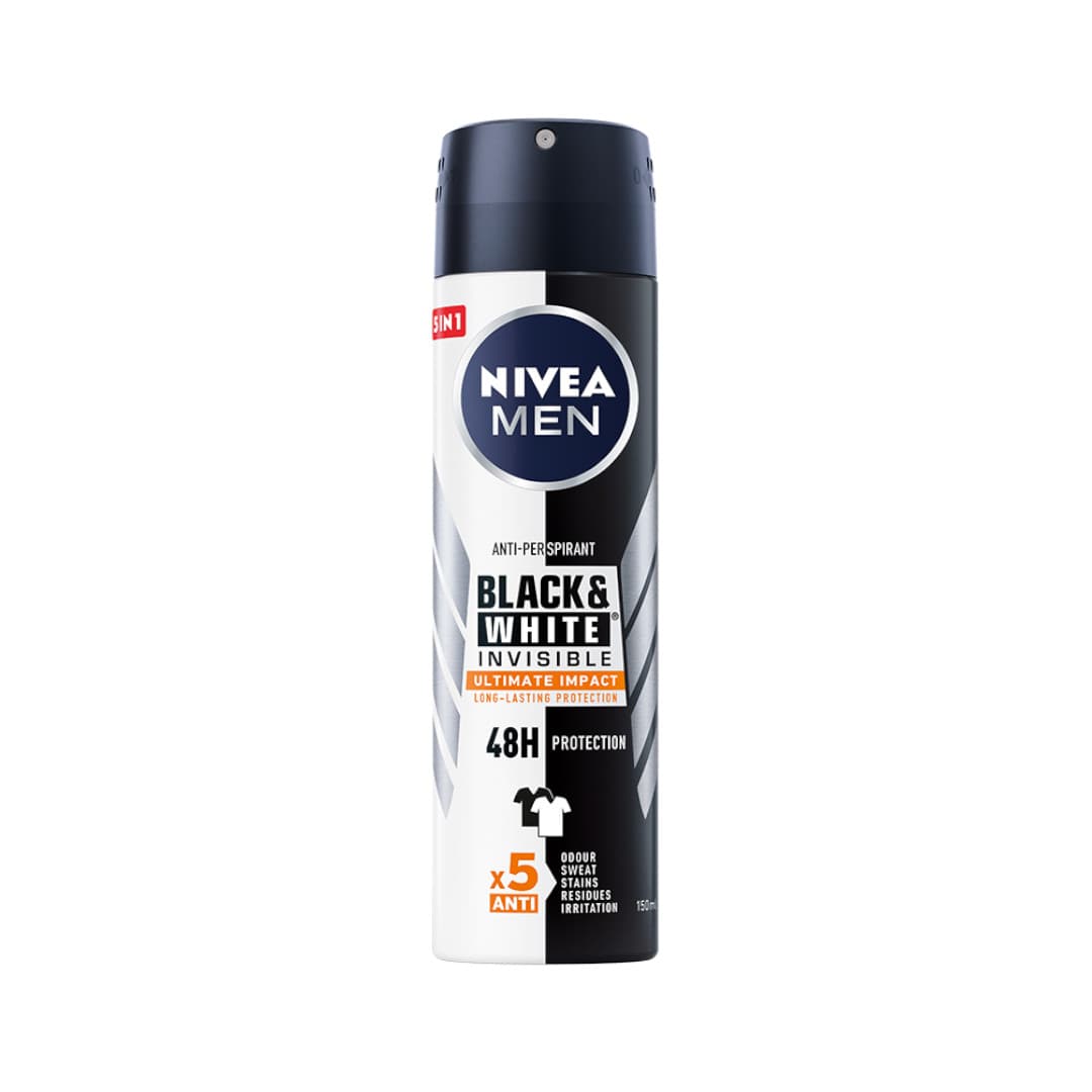 

Nivea Men Dezodorant BLACK& WHITE INVISIBLE Ultimate Impact 5in1 spray 150ml