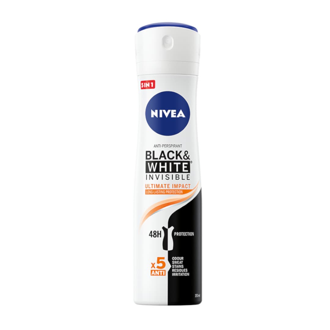 

Nivea Dezodorant BLACK& WHITE INVISIBLE Ultimate Impact 5in1 spray 150ml