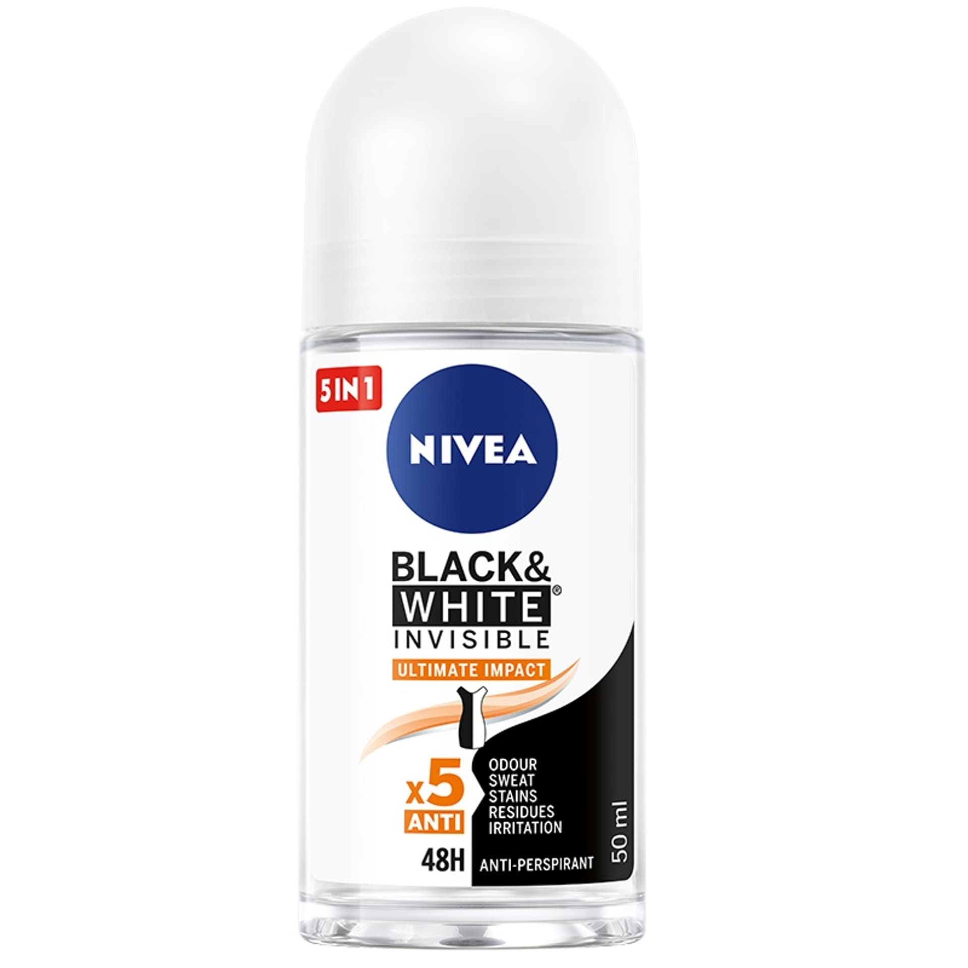 

Nivea Dezodorant BLACK& WHITE INVISIBLE Ultimate Impact 5in1 roll-on 50ml