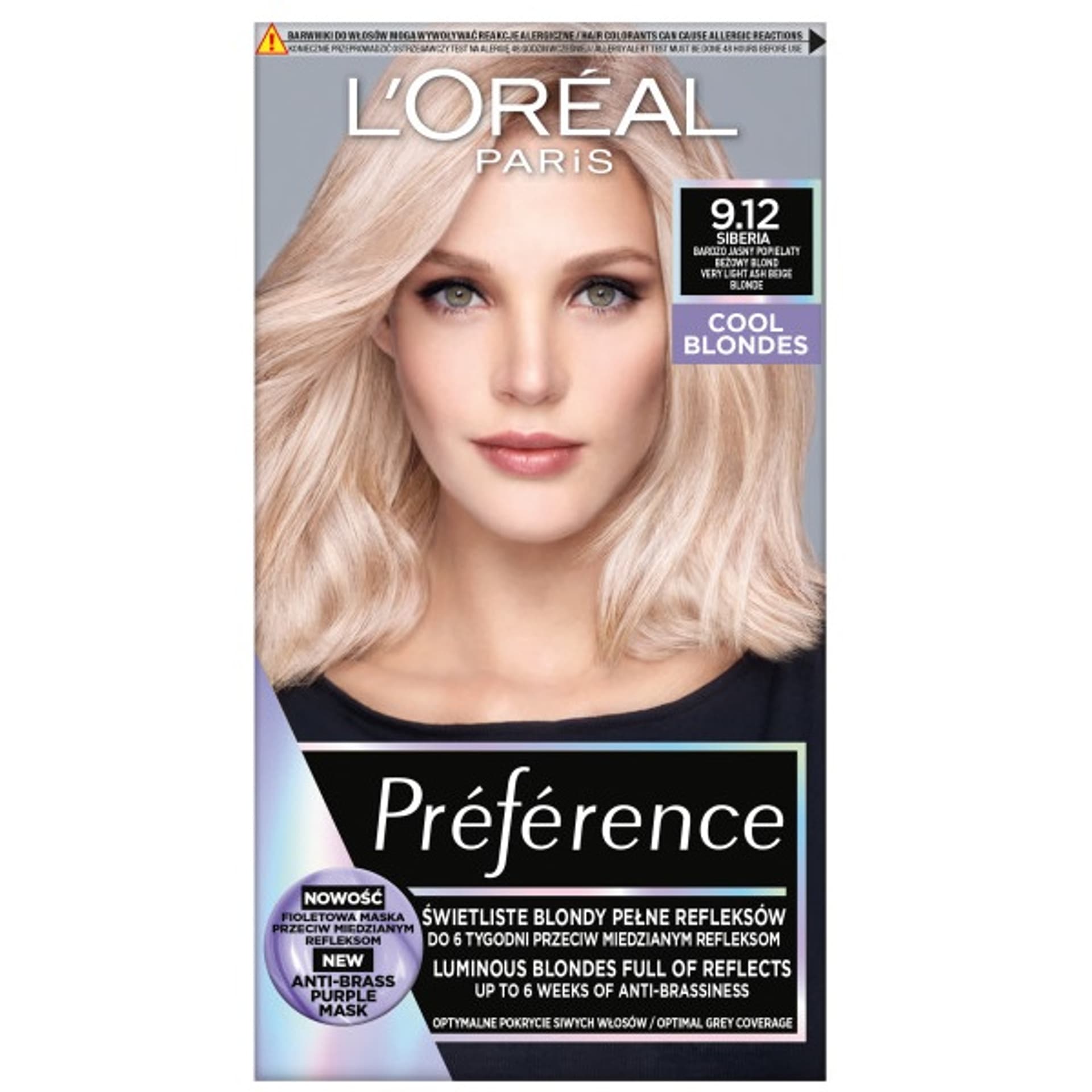 

Loreal Preference Farba do włosów 9.12 Siberia - Bardzo Jasny Popielaty Beżowy Blond 1op.