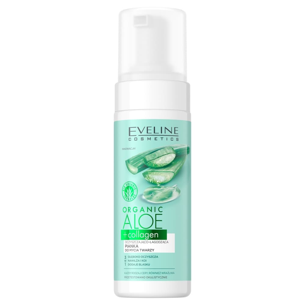

Eveline Cosmetics Organic Aloe + Collagen oczyszczająco-łagodząca pianka do mycia twarzy 3w1 150ml