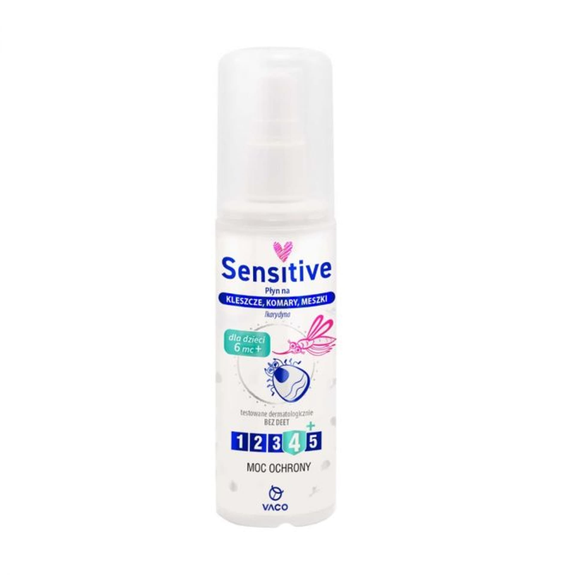 

VACO Sensitive Płyn na kleszcze,komary,meszki - Ikarydyna 10% (od 6-go miesiąca życia) 80ml