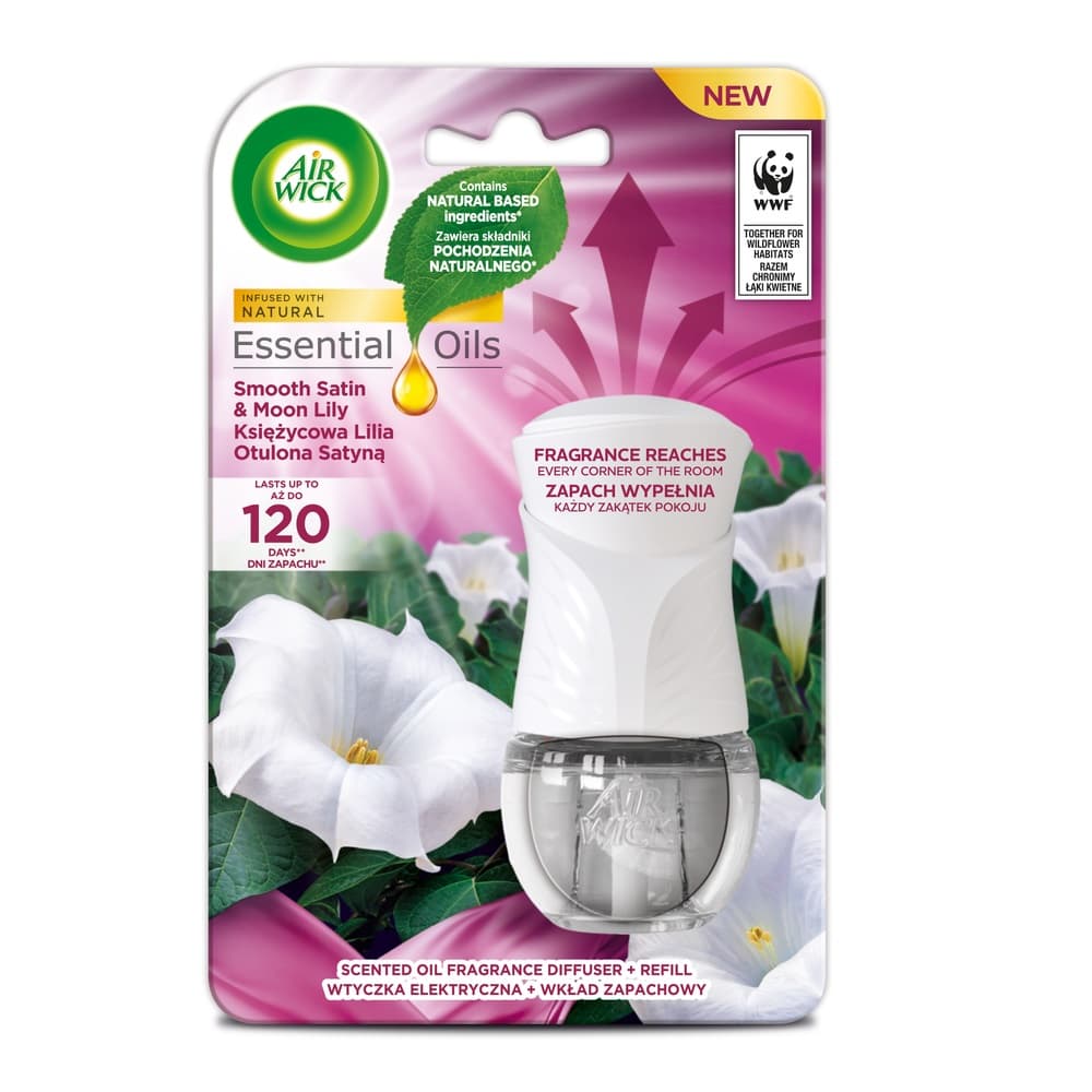 

Odświeżacz AIR WICK elektryczny komplet Księżycowa Lilia Otulona Satyną 19ml