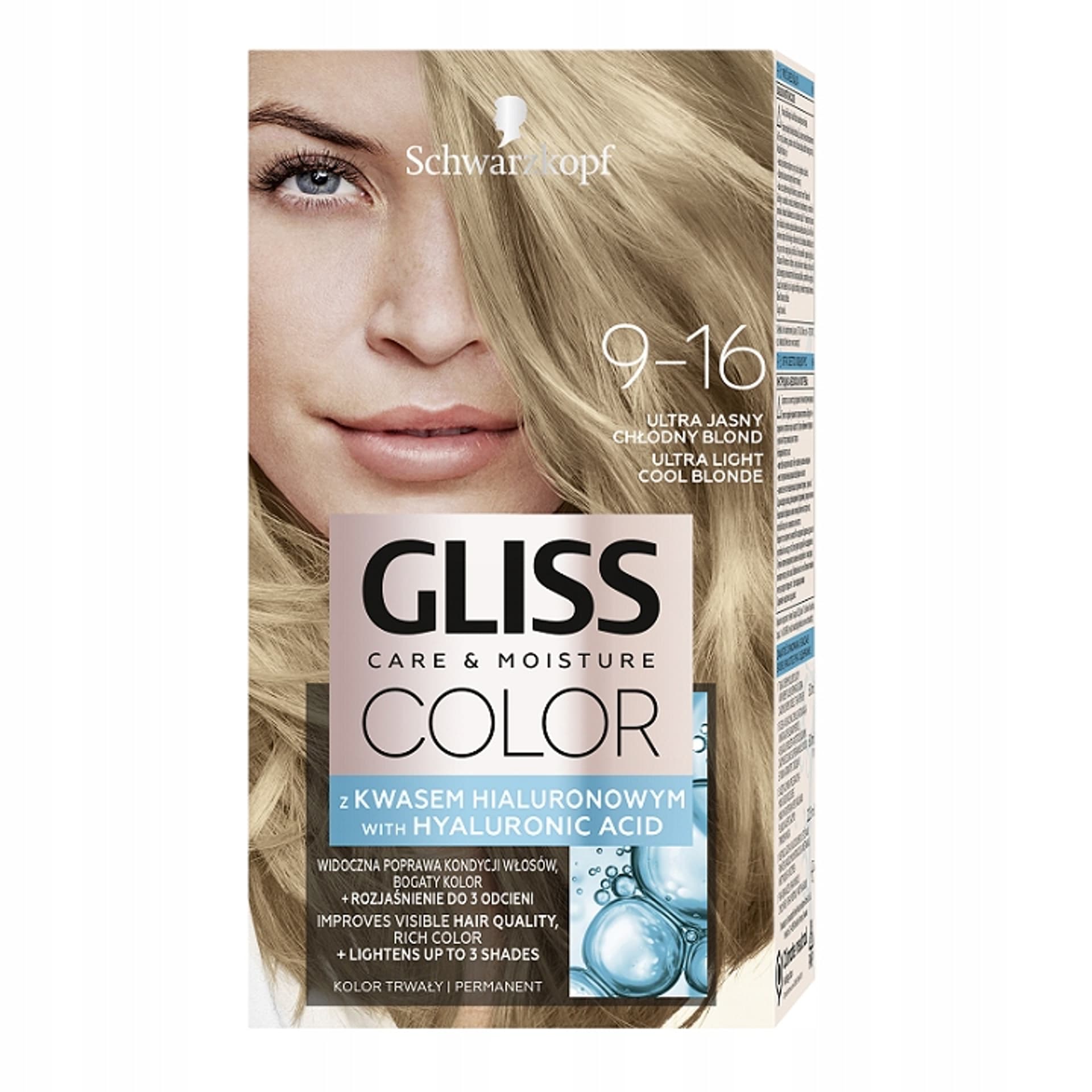 

Schwarzkopf Gliss Color Care & Moisture Farba do włosów 9-16 ultra jasny chłodny blond 1op.