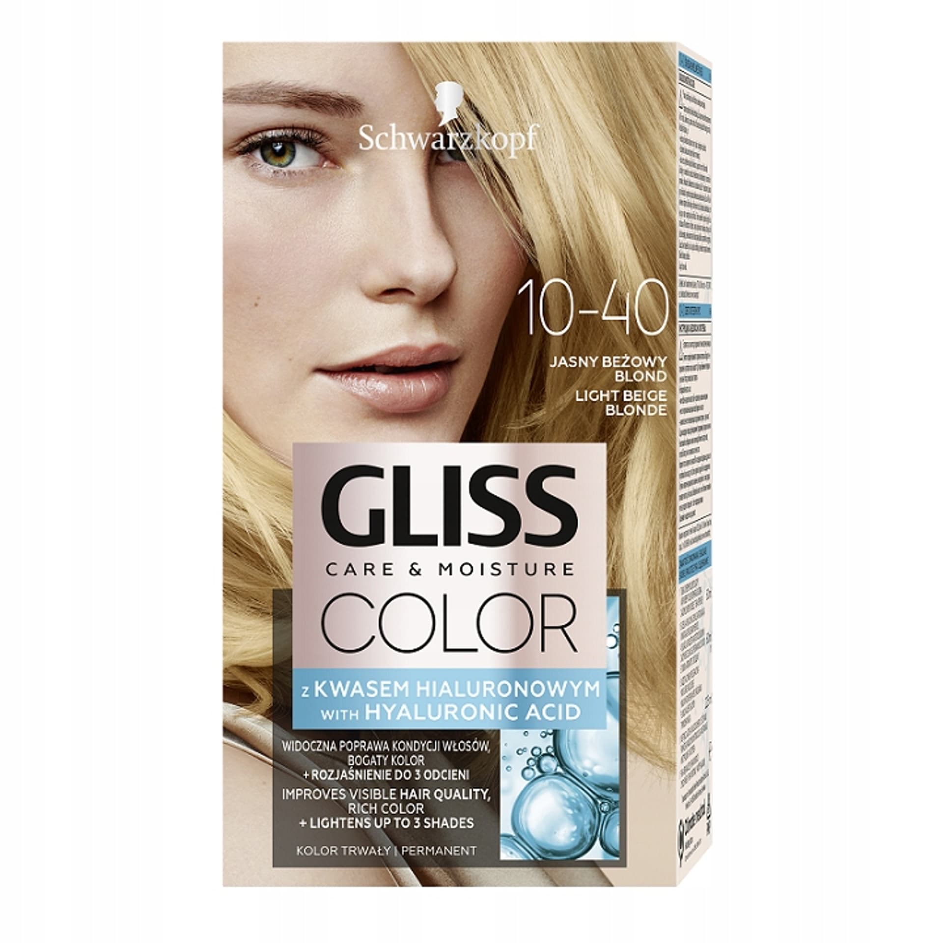 

Schwarzkopf Gliss Color Care & Moisture Farba do włosów 10-40 jasny beżowy blond 1op.