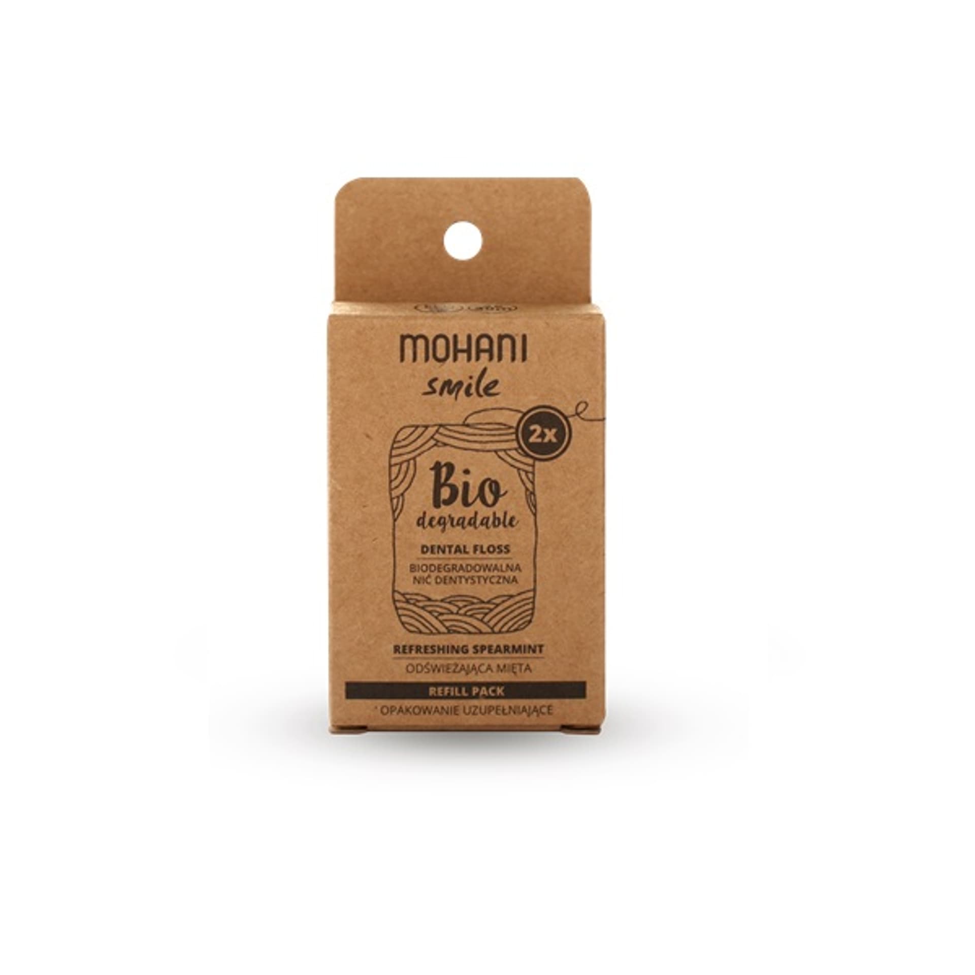 

Mohani Smile Biodegradable Dental Floss biodegradowalna nić dentystyczna Odświeżająca Mięta Refill 2x30m