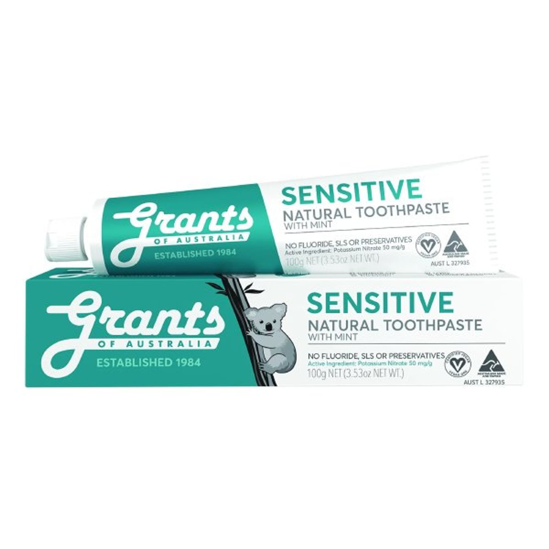 

Grants of Australia Sensitive Natural Toothpaste naturalna kojąca pasta do zębów wrażliwych bez fluoru 100g