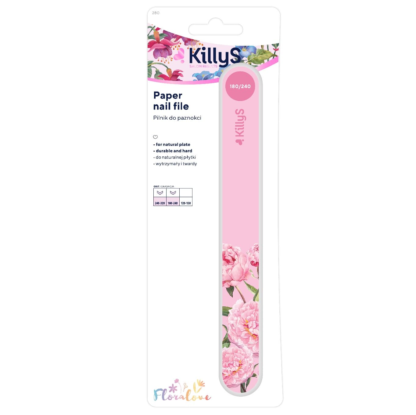 

KILLYS Floralove Paper Nail File pilnik papierowy Prosty Różowy 180/240